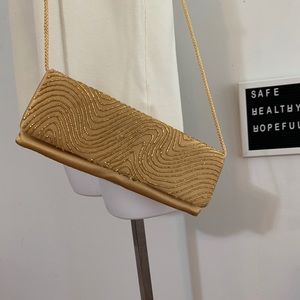 La Regale Gold Beaded Evening Bag